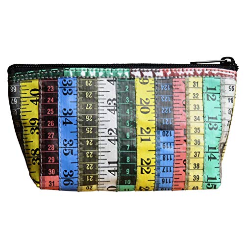Medium size makeup case made of measuring tapes PRIME cosmetic bag toiletry pouch organizer gift for Sewer knitter friend mom wife girlfriend fashion designer to keep sewing tools accessories
