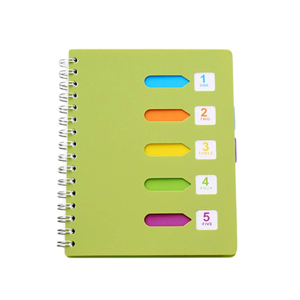TOYANDONA A5 spiral Notebook, 6.3x8.2 inch Green Hardcover Spiral Notebook Lined with Divider for Office or School