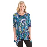 Women's Mosaic Scoop Neck Waterfall Tunic top, Plus-Size - Made in the USA