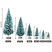 CEWOR 48pcs Mini Christmas Trees Artificial Mini Sisal Trees Bottle Brush Trees Artificial Snow Frost Trees for Christmas Home Holiday Party Decorations (Blue-Green,6 Sizes)