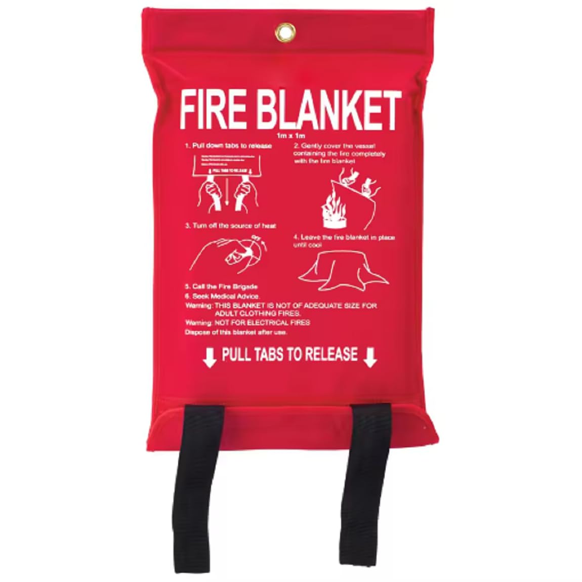 T&B® Fiberglass Fire Blanket in Soft Case 1m x 1m with Flame-Retardant Cotton Tapes Suited for Use Around The Home & Kitchen, Office, Garage, Outdoor Cooking (One Pack)