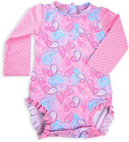 Long Sleeve Rash Guard One Piece Swimsuit for Girls | Baby Toddler Girl Swimming Suit with UV40 Sun Protection