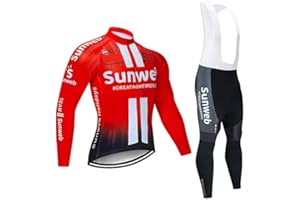 LOGASMART Men's Professional Cycling Team Jersey Bicycle Pants-Sleeved Cycling Jersey with 4D Padded Bib Pants