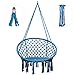 TOPWAY Hammock Chair Macrame Swing, 330 Pound Capacity, Hanging Chair with Cotton Rope for Indoor, Outdoor, Home, Patio, Deck, Yard, Garden, Blue