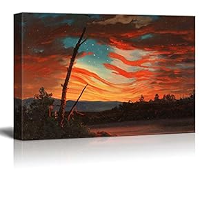 Our Banner in The Sky by Frederic Edwin Church - Canvas Wall Art Famous Painting Reproduction Modern Home Art Ready to Hang - 12x18 inches