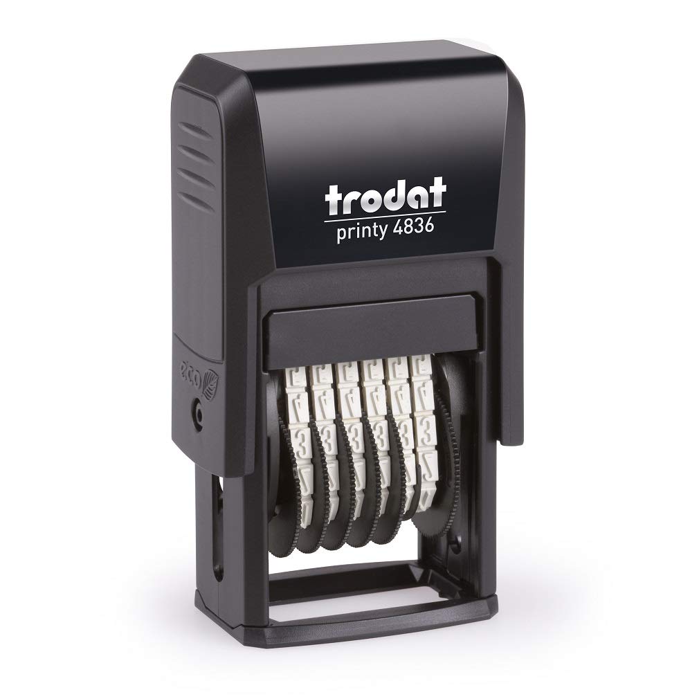 Trodat Printy 4836 Stamp 6 "Height, 3.8 mm, Black