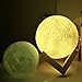 3D Moon Lamp, Linghome LED Enchanting Lunar Night Light 5.12 Inch ,With Wooden Dock, Warm and Cool 3 Colors Dimmable Brightness Adjustment, Best Home Decorative Light and Romantic (Not 3D Print )