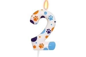 ElekFX Blue Dog Paw Themed Birthday Candles, Number 2 Blue Dog Birthday Party Supplies, 2.76 inch Cake Topper Decorations, Birthday Decorations for Kids (Number 2)