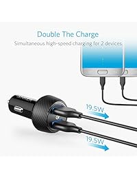 Anker Quick Charge 3.0. Cargador para coche USB dual de 39 vatios, PowerDrive Speed 2 para Galaxy S7   S6   Edge   Plus, Note 5   4 y PowerIQ para iPhone 7   6s   Plus, iPad Pro   Air 2   mini, LG, Nexus, HTC y muchos más