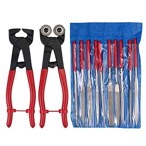 AUTOUTLET Glass & Ceramic Tile Nippers Cutter Pliers with 10 PCS 7inch Diamond Coated Handle Grinding Tool kits,Premium Carbide Cutting Wheels and Comfort Grip Handle