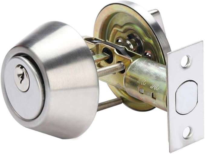 Classic Combo Door Knob,Satin Nickel Keyed Double Cylinder Deadbolts with Keys,ThumbTurn Button