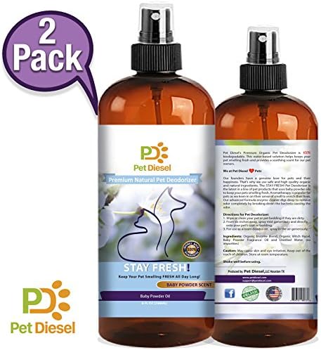 2 Pack Premium Pet Deodorizer By Pet Diesel | Natural Deodorant w/ Enzyme, Baby Powder Scent | For Odor Elimination, Bacteria &amp; Pet Stain Removal | For Dogs, Cats &amp; More