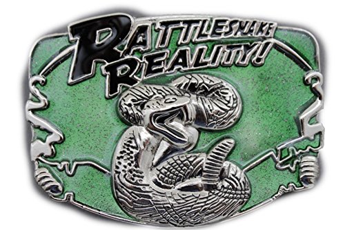 TFJ Men Silver Metal Belt Buckle Big Western Big Square Rattlesnake Reality Cobra Snake