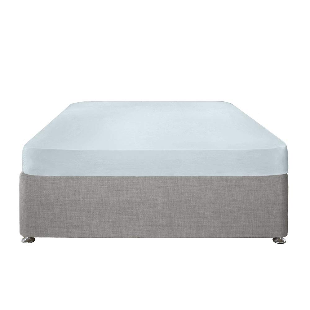 Serene Plain Dye-Easy Care 25cm Fitted Sheet, Cotton, Duck Egg, Super-King