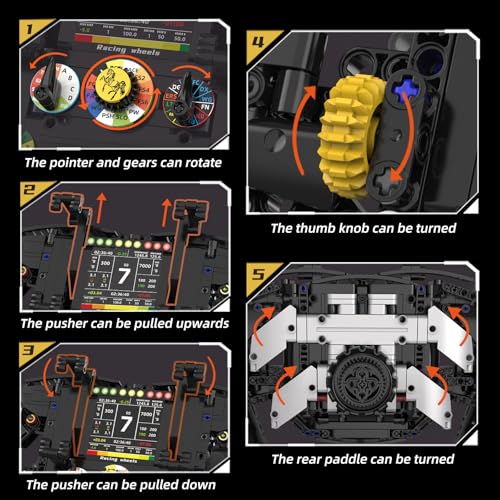 Pagotho Racing Simulator - Steering Wheel Building Game, STEM Engineering Toy with Function Buttons, Display Panel and Shift Levers, Adult Gift (A)