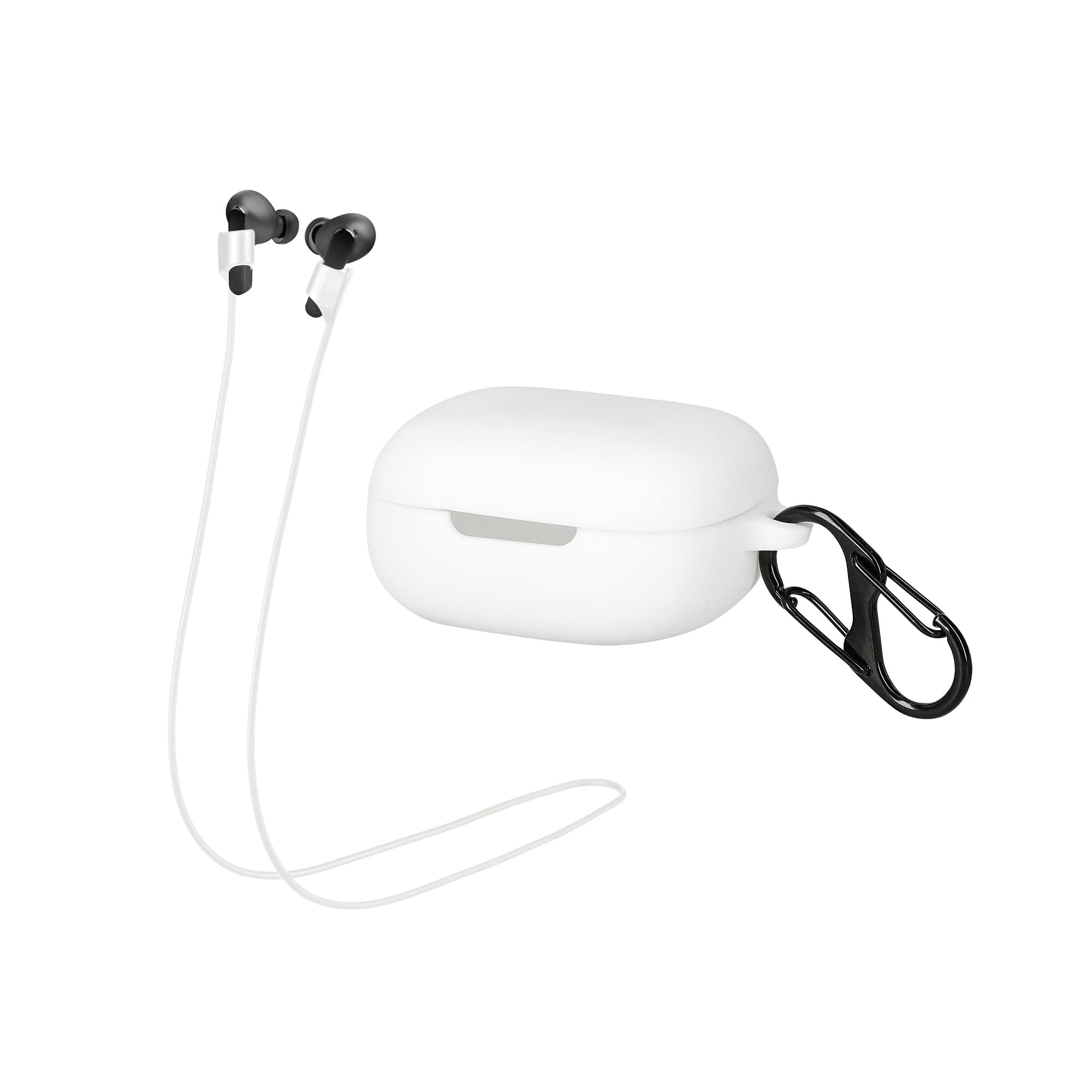 kwmobile Case & Strap Compatible with JBL Live Pro Plus Case - Cover & Cord Holder Set - White/White