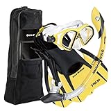 U.S. Divers Adult Admiral LX Mask/Island Dry Snorkel/Trek Fins/Travel Bag,Yellow,Large (Men(10-13),Women (11.5-15.5))
