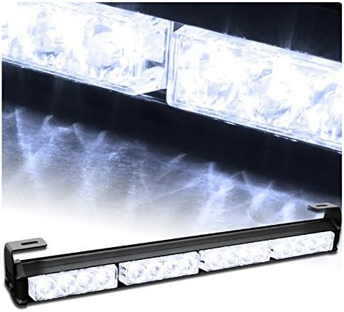 18" 16 LED Emergency Strobe Light Bar for Advisor Vehicle Traffic Warning with 7 Flashing Modes - White