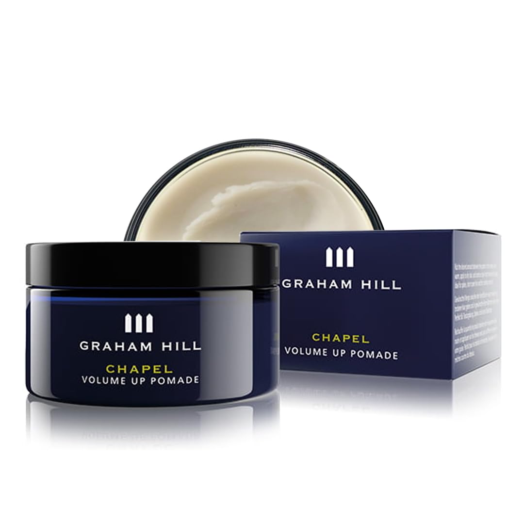 GRAHAM HILL Chapel Volume Up Pomade (75ml) - Natural Finish Hair Pomade for Men, Adds Texture & Volume for Long Top Haircuts - Vegan, Travel Size - Mens Hair Styling Pomade