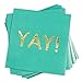 50-Pack Teal Celebrate Napkins with Gold Foil YAY - 3-Ply, 5 x 5 in - Cute Cocktail & Congratulations Napkins for Party Supplies