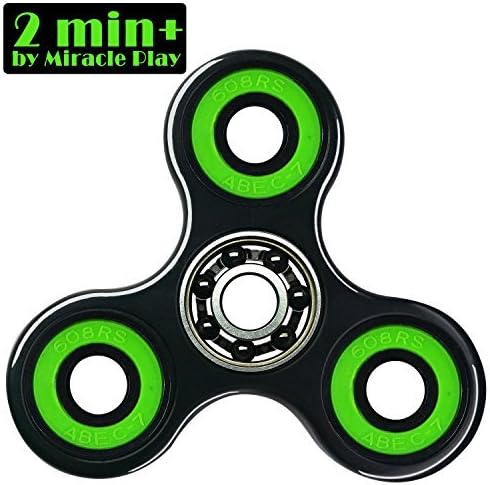 [Upgraded Version]Miracle Play Black warrior Fidget Tri Spinner EDC Focus Toy Stress Reducer with Tiptop Hybrid Ceramic Bearing (black and green)