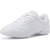 BAXINIER Youth Girls White Cheerleading Dancing Shoes Athletic Training Tennis Walking Breathable Competition Cheer Sneakers