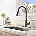 [Upgraded Version]Friho Antique Brass High Arch Single Lever Pull Down Black Oil Rubbed Bronze Pull Out Spray Kitchen Sink Faucet, ORB Kitchen Faucets With Sprayer and Escutcheon