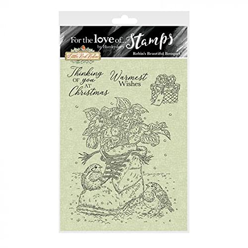 for The Love of Stamps - Hunydory - Little Red Robin - Robin's Beautiful Bouquet - A6 Clear Stamp