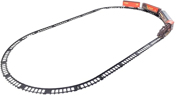 Little Treasures Locomotive Train Set Toy with Carts/Engine/Rail Tracks for Your Kid to Assemble