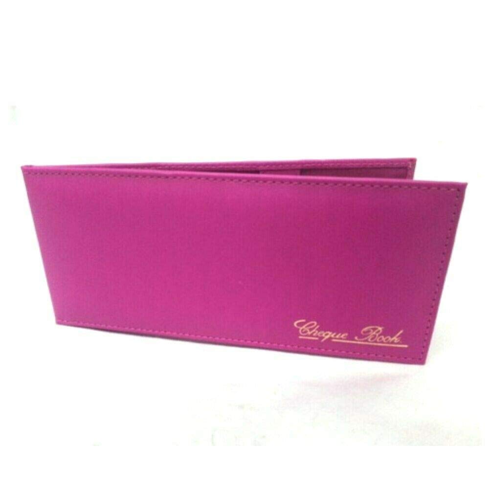 AKSHIDE Leather Cheque Book Holder/Leather Cheque Book Cover/Leather Cheque Book Wallet (Pink)