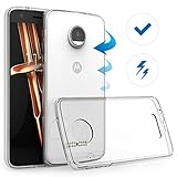 Motorola Moto Z Droid Slim Protective Bumper Case with Hard Plastic Back Cover (Clear)