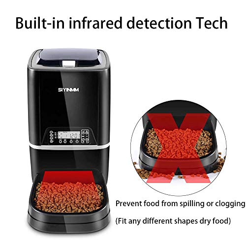 SIYINMM Automatic Cat Feeder Timed Auto Pet Feeder Food Dispenser for Cats and Dogs 6.5L Timer Programmable&Portion Control&Voice Recorder for Small Medium Large Animal Black