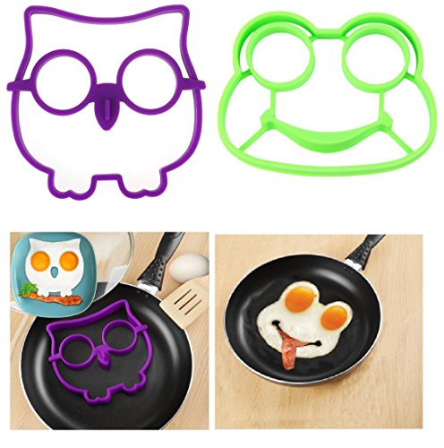 Kemilove Silicone Owl,Rabbit,Frog Shaped Fried Eggs Fried Eggs Shaper Breakfast Kitchen Cooking Tool (Owl+Frog)
