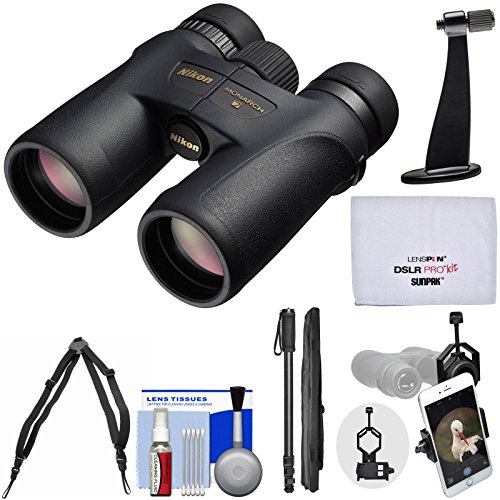 Nikon Monarch 7 10x42 ED ATB Waterproof / Fogproof Binoculars with Case + Harness + Smartphone and Tripod Adapters + Monopod + Cleaning Kit