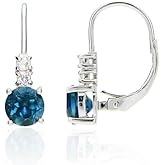 Sterling Silver 1.75ct TGW London Blue and White Topaz Round Leverback Earrings