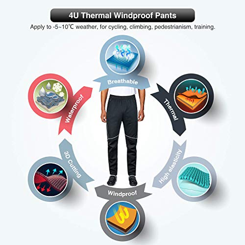 4ucycling Mens Windstopper Casual Outdoor and Multi Sporting Pants Fleeced