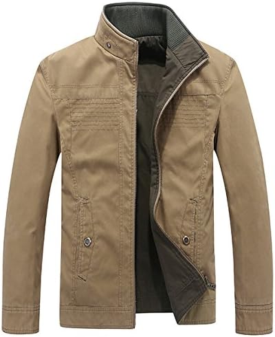 JIAX Men Casual Stand Collar Full Zip Lightweight Reversible Bomber Jackets