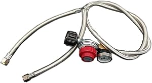 MENSI 0-30 PSI Adjustable Regulator with Stainless Braided 2 Y-Splitter Hose for Heaters/Grills, Fire Pit High Pressure Regulator Valve