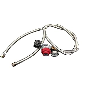 MENSI 0-30 PSI Adjustable Regulator with Stainless Braided 2 Y-Splitter Hose for Heaters/Grills, Fire Pit High Pressure Regulator Valve