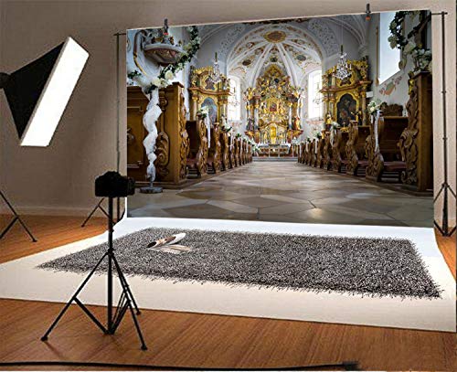 LFEEY 5x3ft European Cathedral Backdrop Vinyl Photography Background Famous Church Wedding Ceremony Backdrop Shooting Religious Belief Activity Background Photo Studio