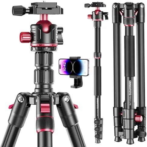 Kamerastativ 188 cm mit Kugelkopf und Einbeinstativ