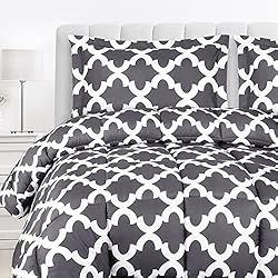 Utopia Bedding Queen Comforter Set (Grey) with 2