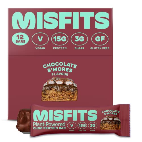 Misfits Vegan Protein Bar, S'mores Bar, Plant Based Chocolate Protein