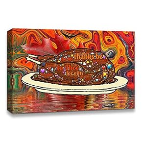Canvas Wall Art Thanksgiving Day Theme Painting Artwork for Home Prints Framed - 12x18 inches