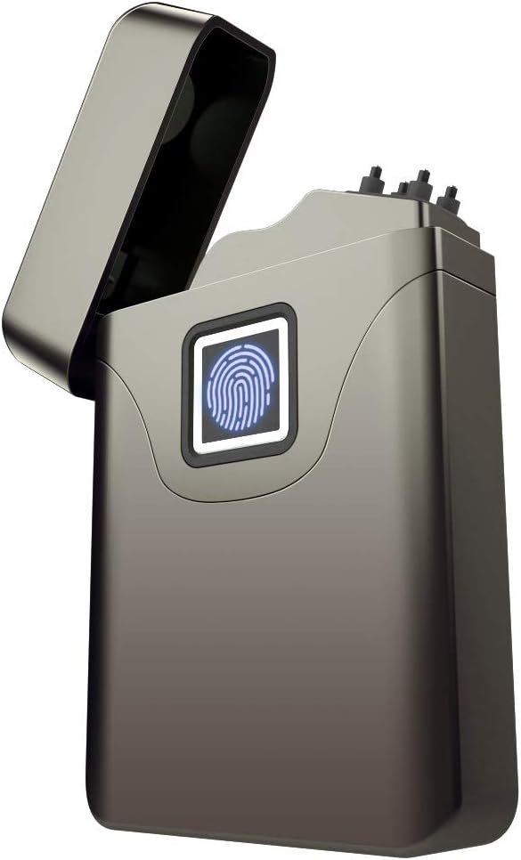 PINEWORLD USB Lighter, Day Gifts Real Fingerprint Lighter Windproof Electrical Plasma X Beam Arc Lighter