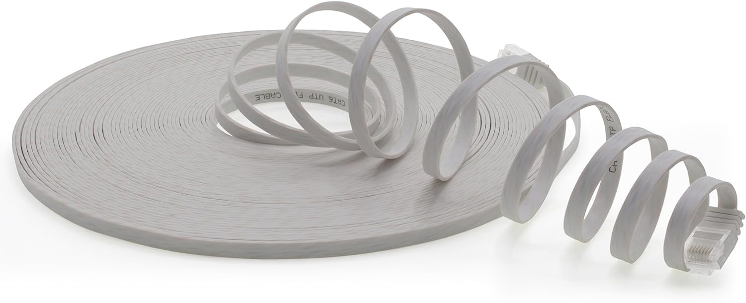 1aTTack.de 40m - CAT6 flat network patch cable (gray - 1 piece) 1000 Mbit/s Gigabit LAN flat cable CAT.6 Slim Micro installation cable