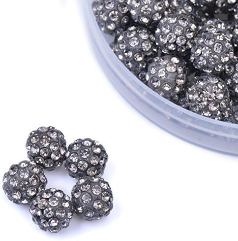 iCherry(TM) 10mm 100pcs/Lot Transparent Grey Clay Pave Disco Ball for Rhinestone Crystal Shamballa Beads Charms Jewelry Makings