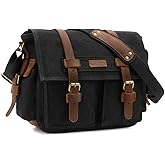 Kattee Leather Canvas Camera Bag Vintage DSLR SLR Messenger Shoulder Bag