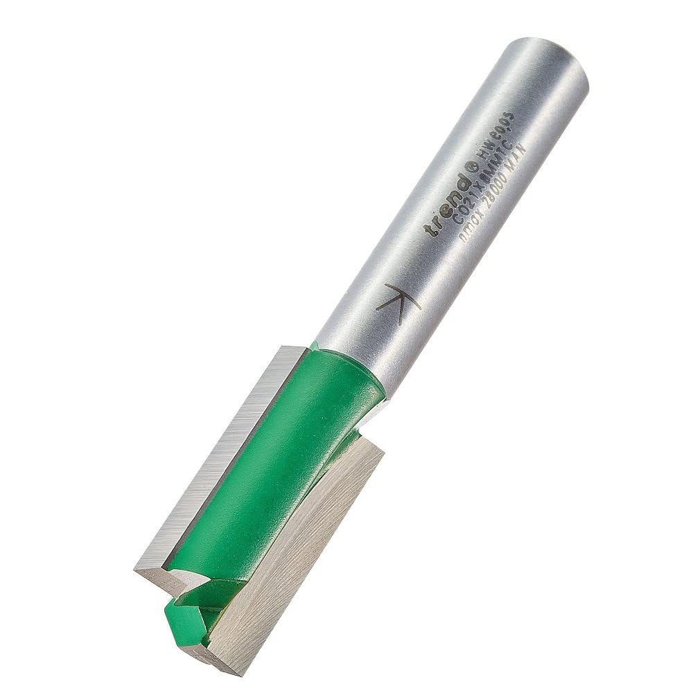 Trend CraftPro C021X8MMTC Double Flute Router Bit 8mm Shank 12.7mm Cutting Diameter 25.4mm Cutting Length Carbide Tipped