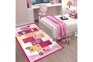 Booooom Jackson Hopscotch Kid Rug,40''x70'' Kids Preschool Rugs for3, 4, 5, 6, and 7 Year Olds,Rainbow Rug for Girls Bedroom and Kids playroom and Classroom